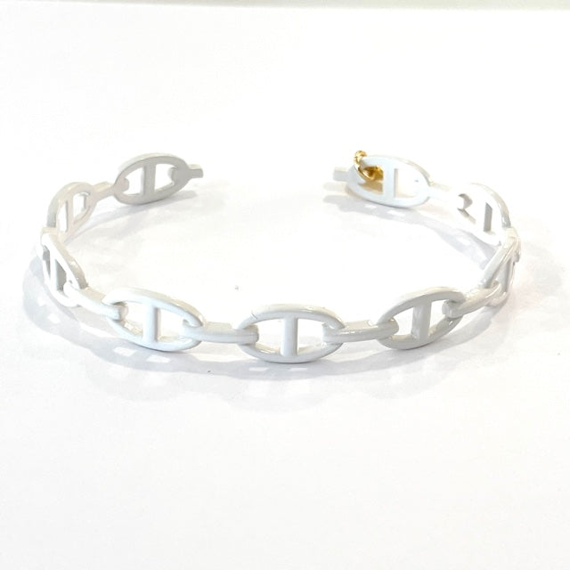 Caryn Lawn Enamel Link Cuff White
