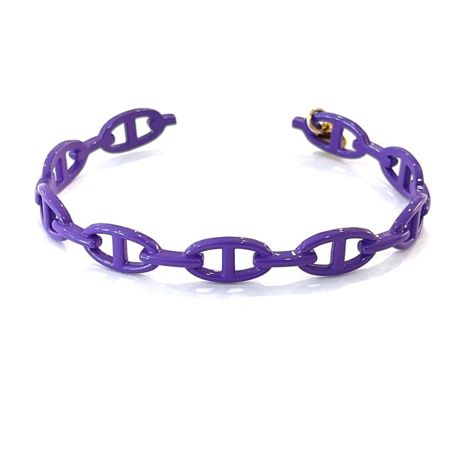 Caryn Lawn Enamel Link Cuff Purple