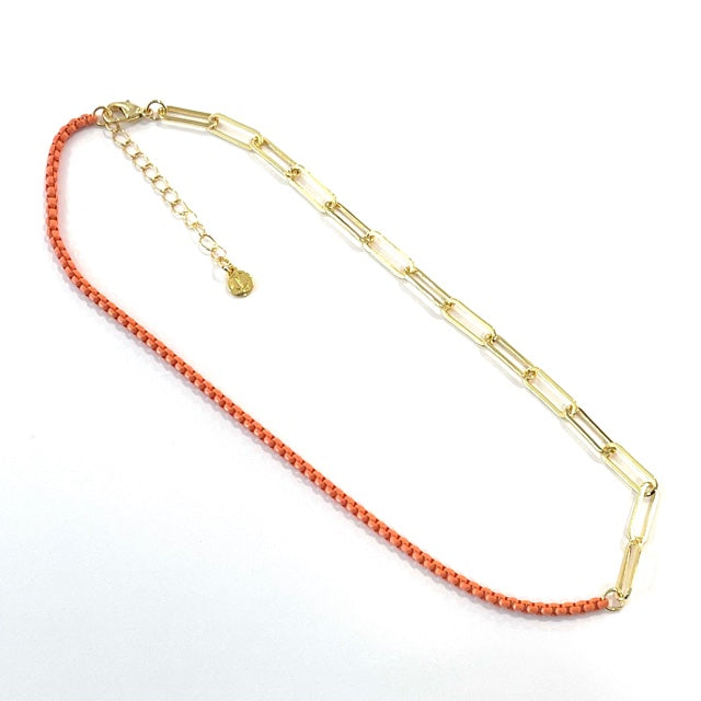 Caryn Lawn Duo Enamel Chain Orange