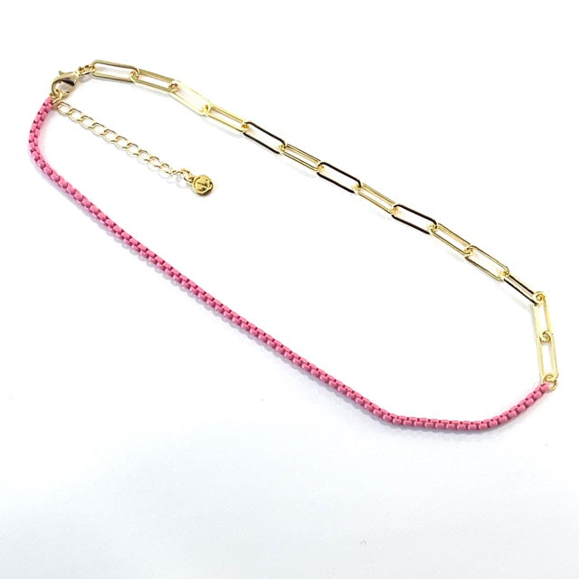 Caryn Lawn Duo Enamel Chain Pink