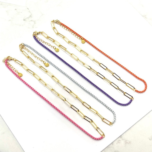 Caryn Lawn Duo Enamel Chain Purple