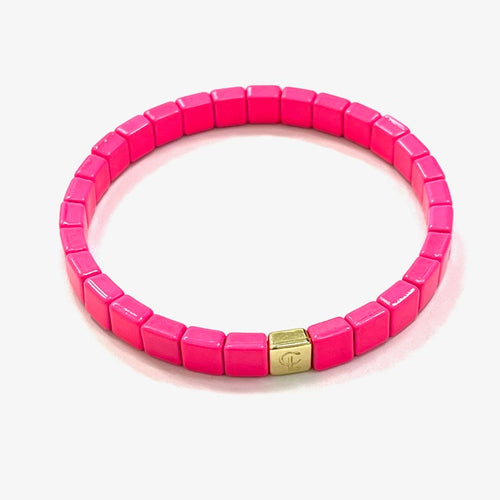 Tiny Tile Bracelet Neon Pink