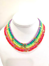Load image into Gallery viewer, Caryn Lawn Tube Tile Necklace- Neon Coral