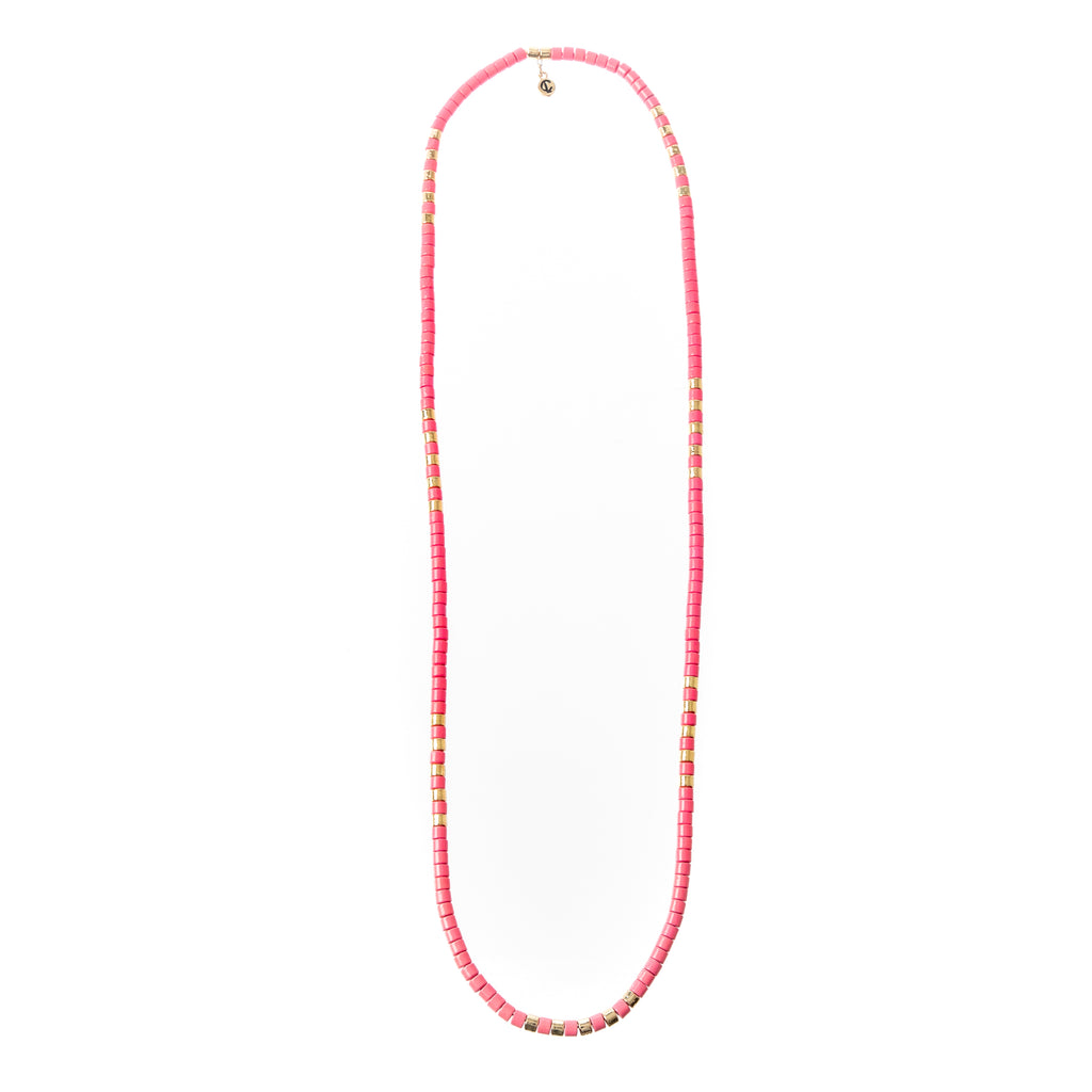 Caryn Lawn Long Laguna Necklace - Pink/Gold