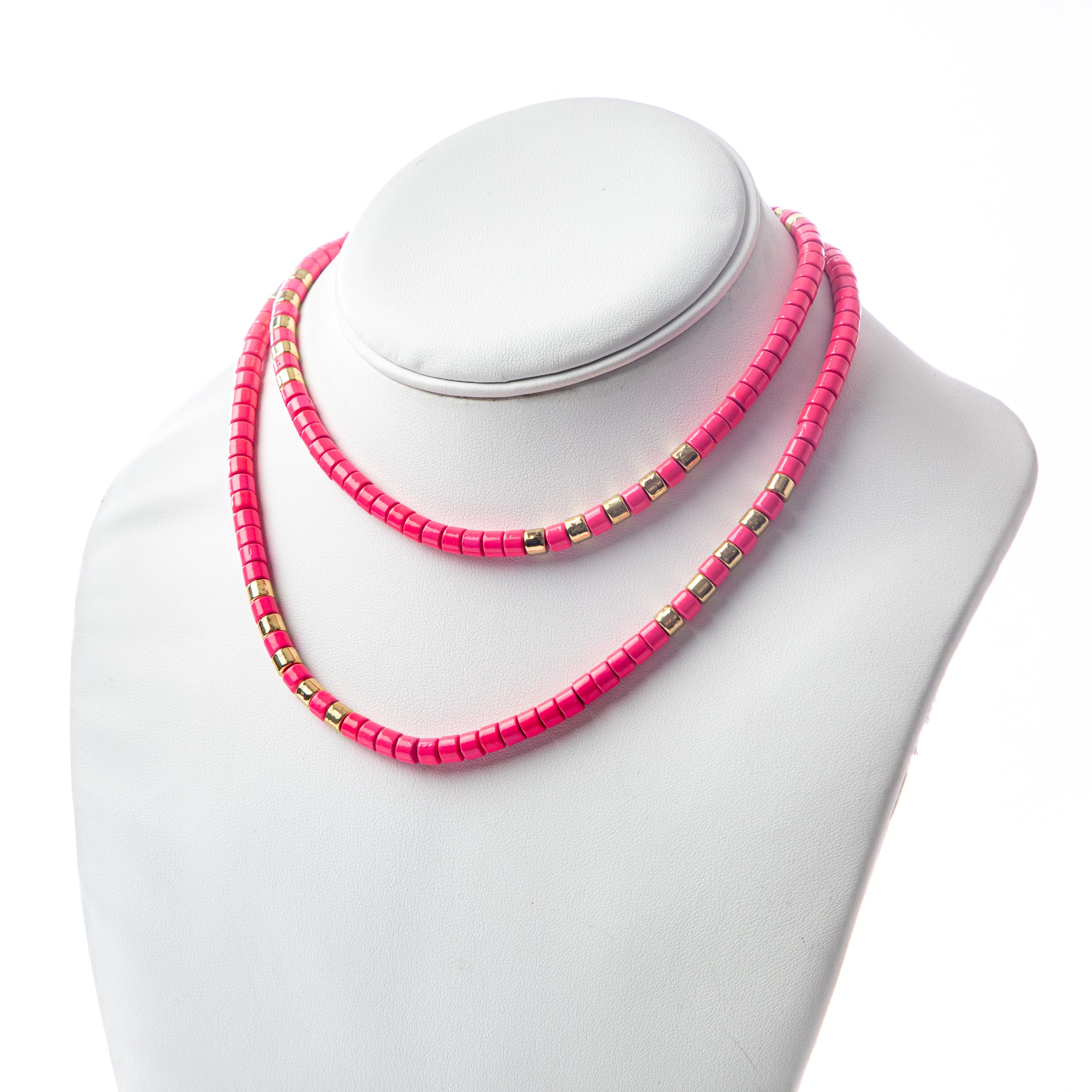 Caryn Lawn Long Laguna Necklace - Pink/Gold