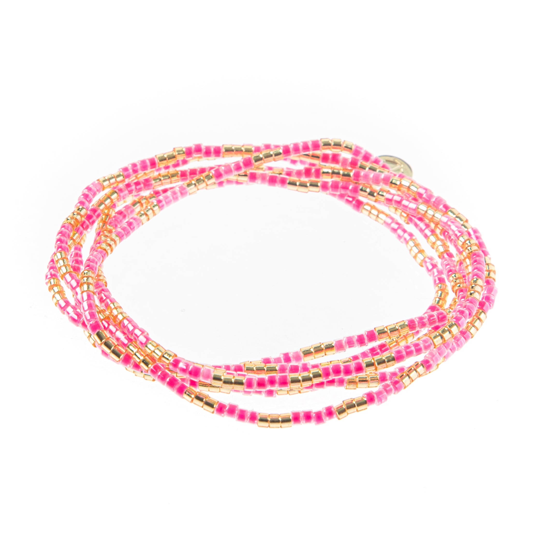 Caryn Lawn Malibu Wrap Bracelet/Necklace - Pink/Gold