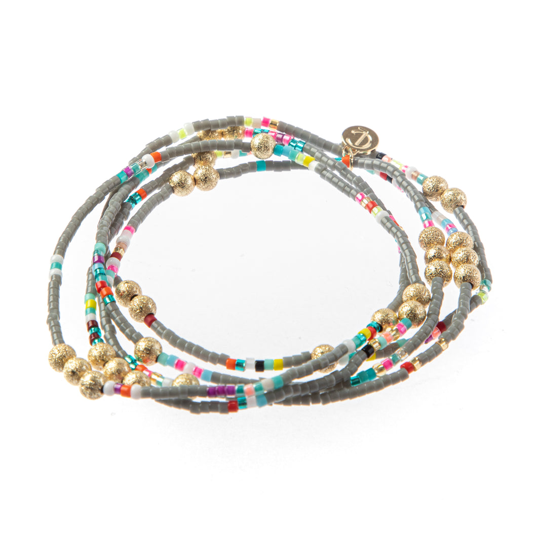 Malibu Wrap Bracelet/Necklace Grey Multi