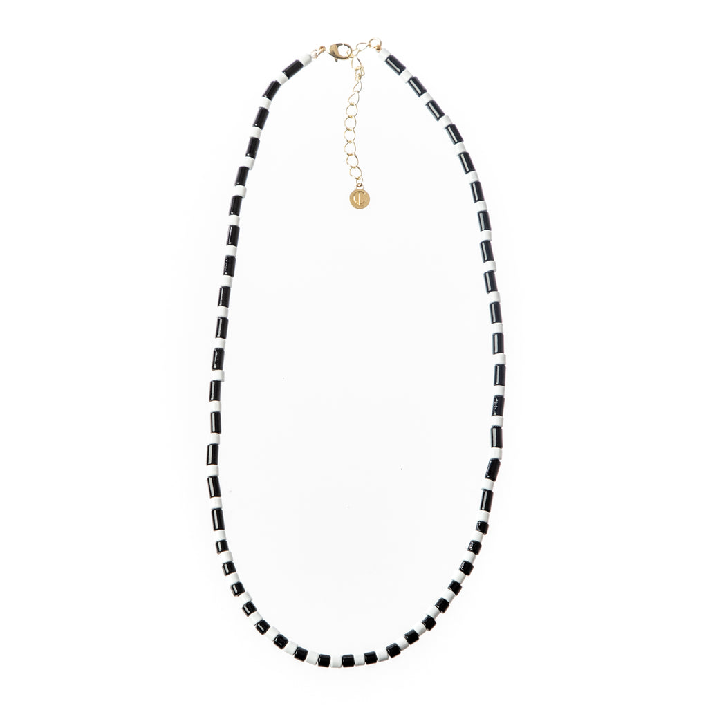 Caryn Lawn Tube Tile Necklace- Black/White