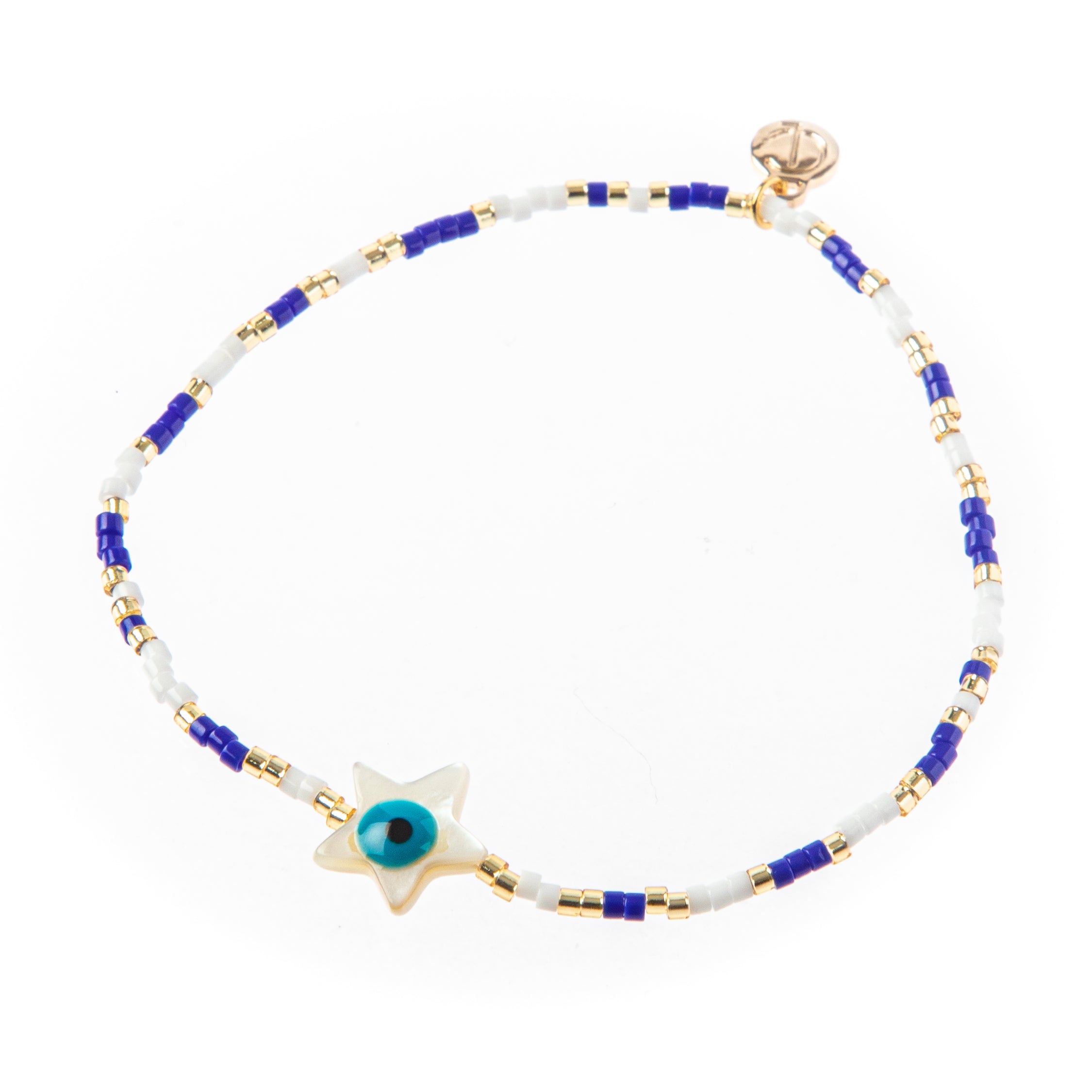 Caryn Lawn Seed Bead Star Evil Eye Stretch Bracelet Royal