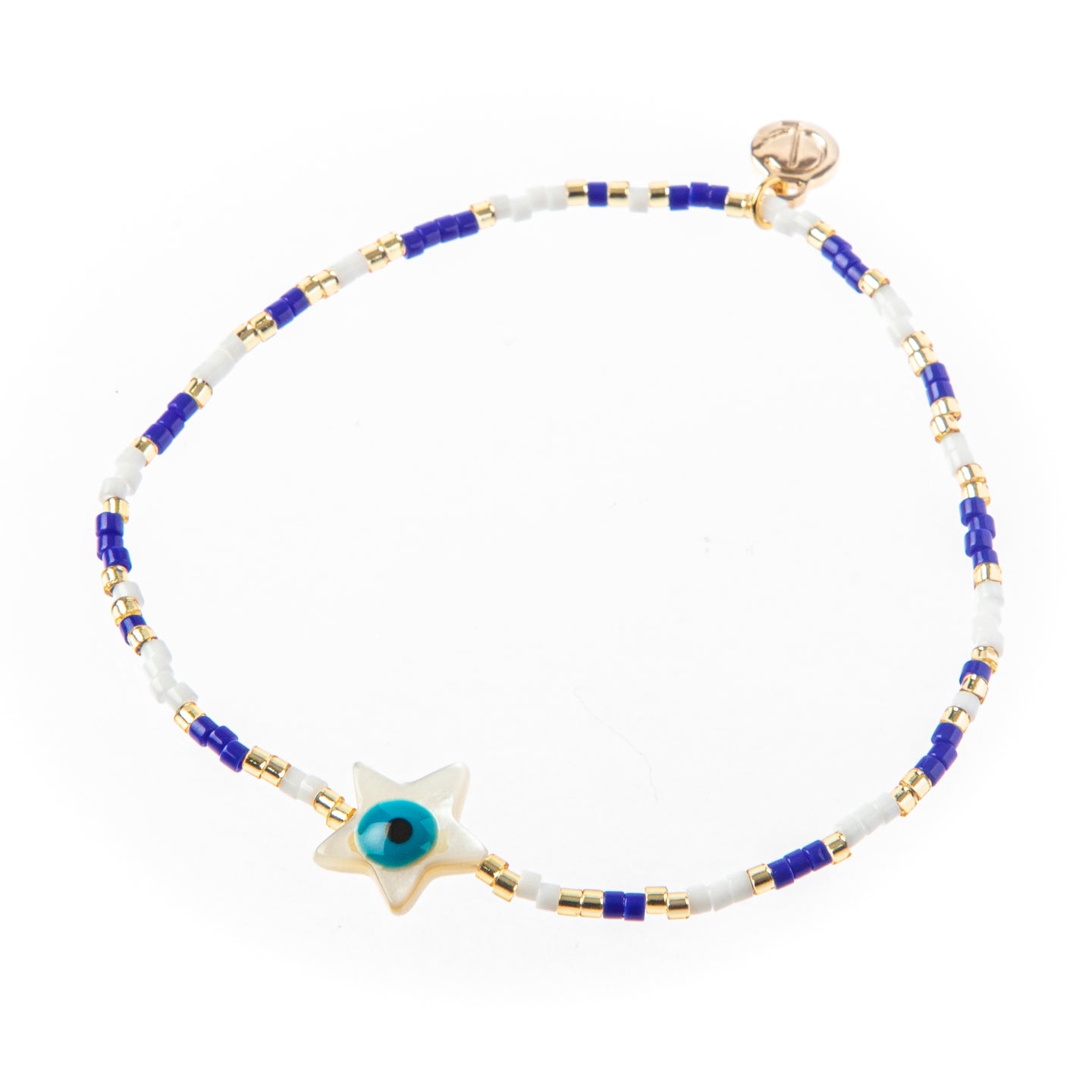 Caryn Lawn Seed Bead Star Evil Eye Stretch Bracelet Royal