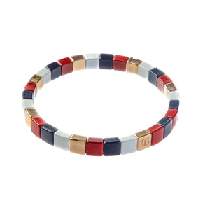 Tiny Tile Bracelet- Red/Navy/White