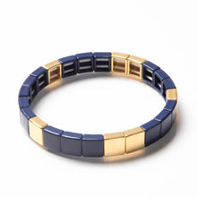 Load image into Gallery viewer, Caryn Lawn Tile Bead Bracelet - Navy/Gold