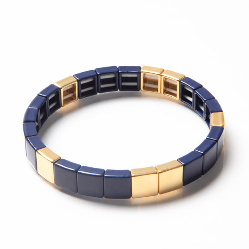 Tile Bead Bracelet - Navy/Gold
