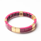 Caryn Lawn Tile Bead Bracelet - Fuschia/Gold