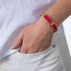 Caryn Lawn Tile Bead Bracelet - Fuschia/Gold