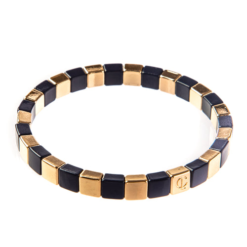 Tiny Tile Bracelet - Gold/Navy