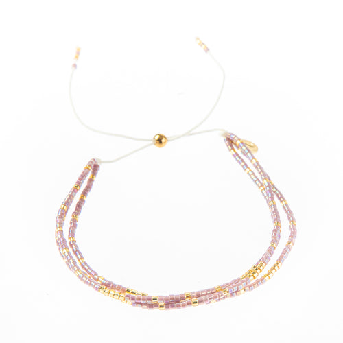 Triple Strand Bracelet - Lavender/Gold