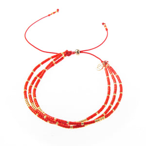 Caryn Lawn Triple Strand Bracelet- Red