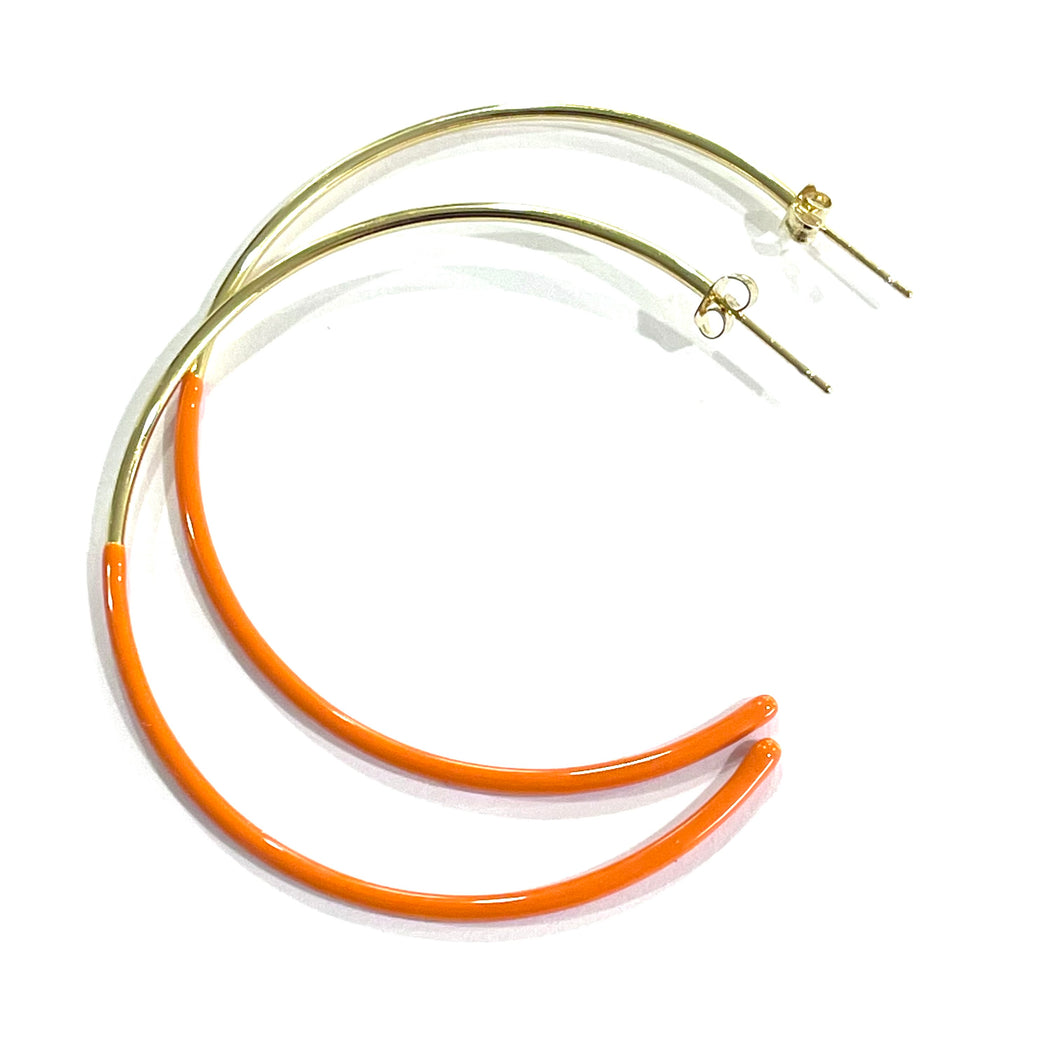 Caryn Lawn Duo Enamel Hoop Earring Orange