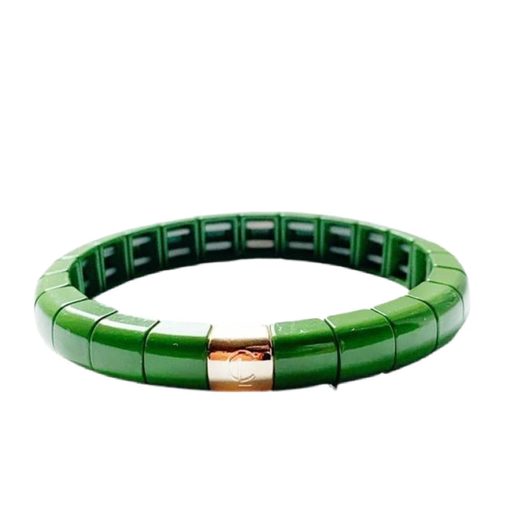Caryn Lawn Tile Tube Bracelet- Army