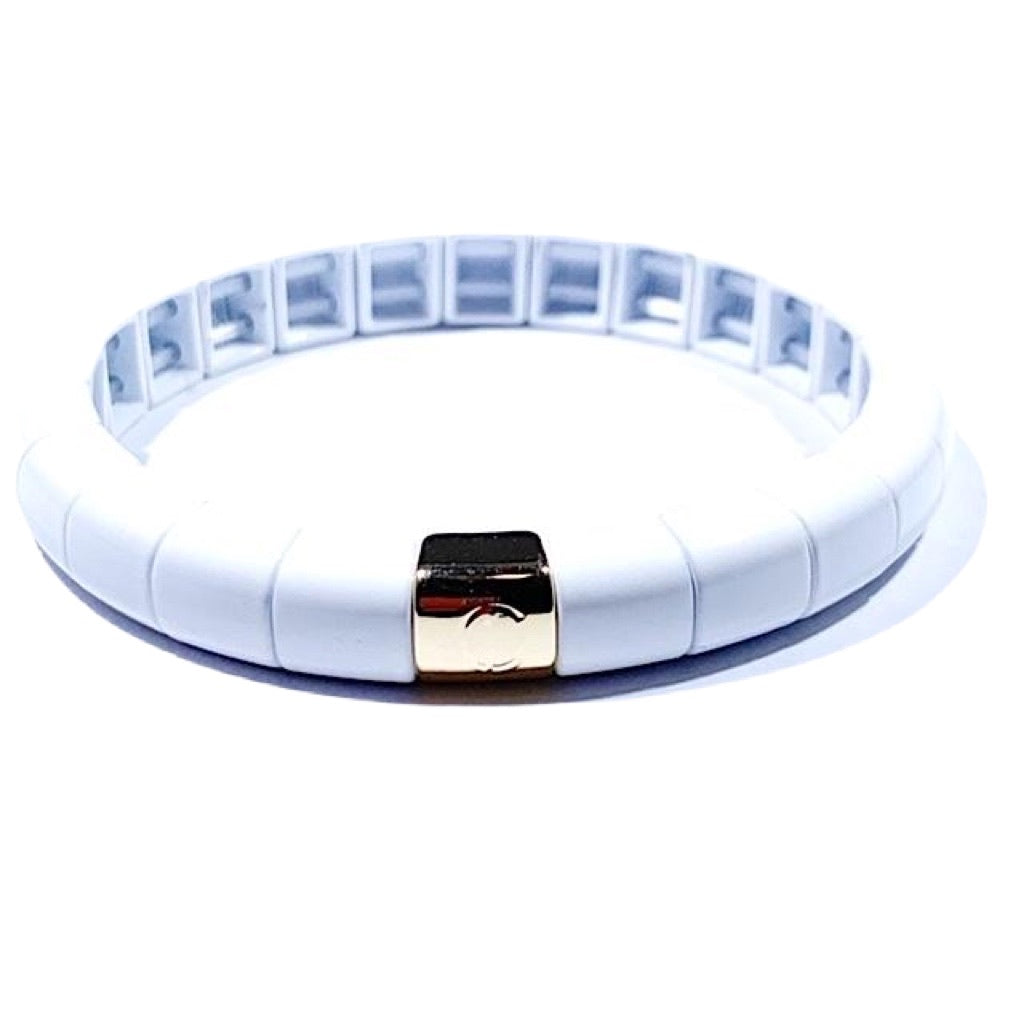 Caryn Lawn Tile Tube Bracelet- White