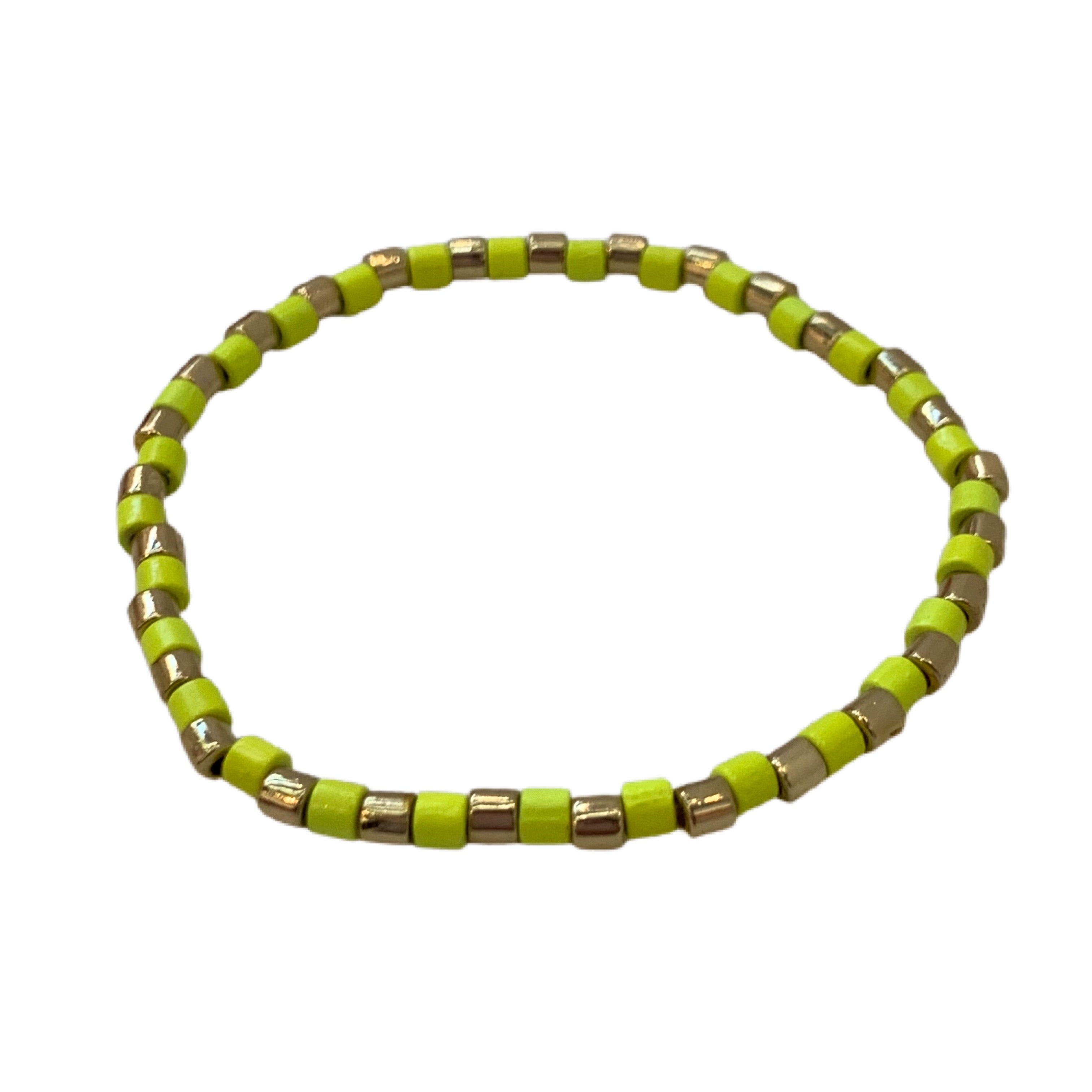 Caryn Lawn Seashore Tube Bracelet- Neon Yellow/Gold