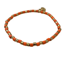 Load image into Gallery viewer, Caryn Lawn Seashore Tube Bracelet- Neon Orange/Gold