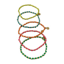 Load image into Gallery viewer, Seashore Tube Bracelet- Neon Kelly/Gold
