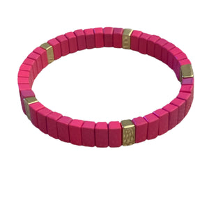Caryn Lawn Tile Mini Bar Bracelet- Hot Pink
