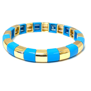 Caryn Lawn Tube Tile Bracelet- Sky/Gold