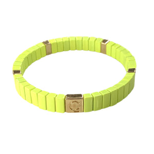 Caryn Lawn Tile Mini Bar Bracelet- Neon Green