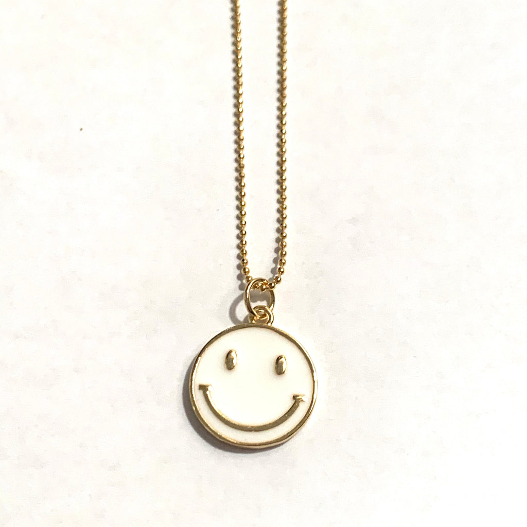 Caryn Lawn Happy Face Necklace- White