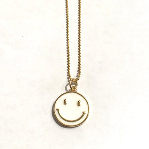 Happy Face Necklace- White