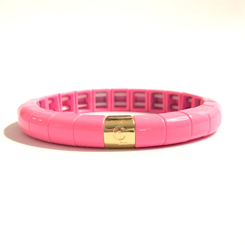 Tile Tube Bracelet- Neon Pink