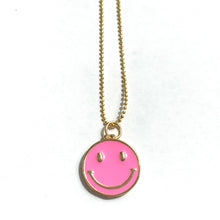 Load image into Gallery viewer, Caryn Lawn Happy Face Necklace- Pink