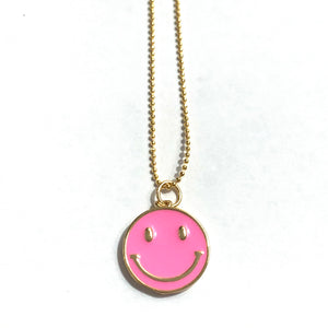 Caryn Lawn Happy Face Necklace- Pink