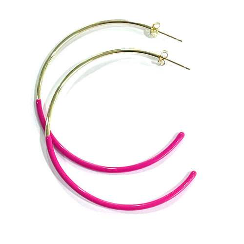 Duo Enamel Hoop Earring Pink