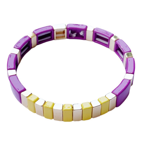 Caryn Lawn High Tide Tile Bracelet- Purple/Saffron/Gold