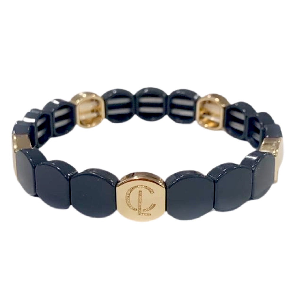 Caryn Lawn Tile Bracelet- Round Slate Grey