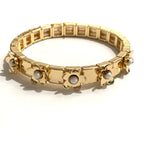 Caryn Lawn Flower Tile Bracelet- Gold/White