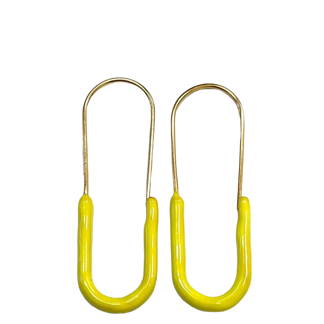 Caryn Lawn Paperclip Enamel Earring Yellow