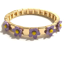 Load image into Gallery viewer, Caryn Lawn Flower Tile Bracelet- Lavender/Canary
