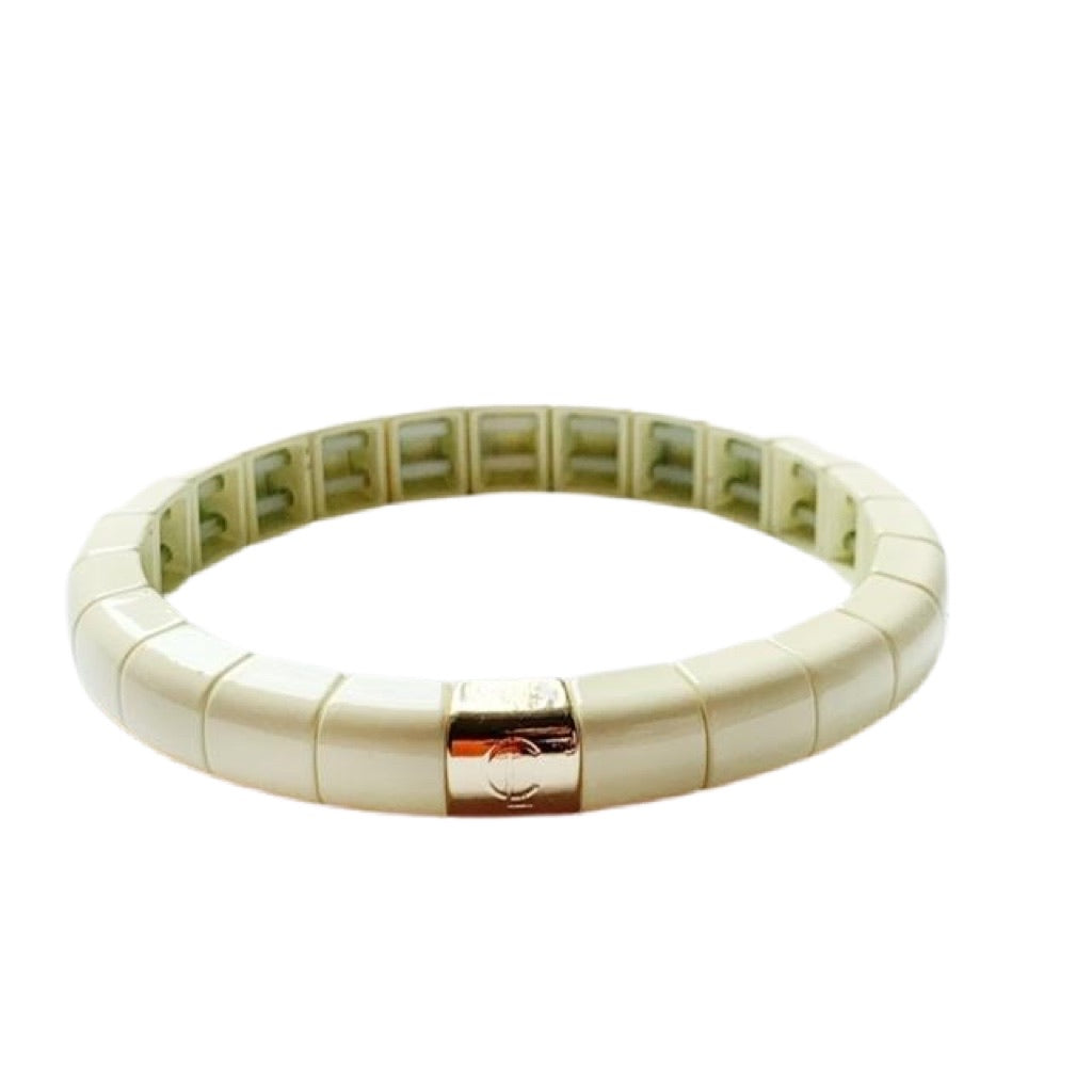Caryn Lawn Tile Tube Bracelet- Bone