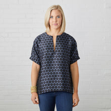 Load image into Gallery viewer, Betsy Top Blue Jacquard