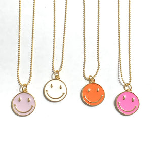 Caryn Lawn Happy Face Necklace- Pink