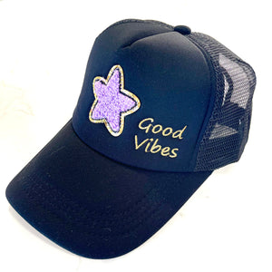 Caryn Lawn Trucker Hat Good Vibes