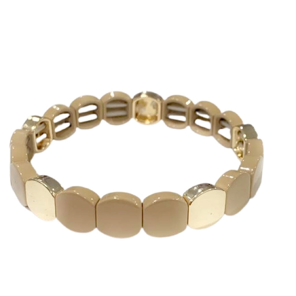 Caryn Lawn Tile Bracelet- Round Taupe