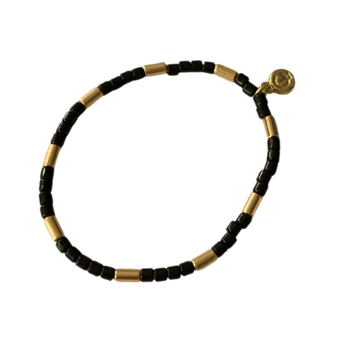 Seashore Tube Bracelet- Black/Gold