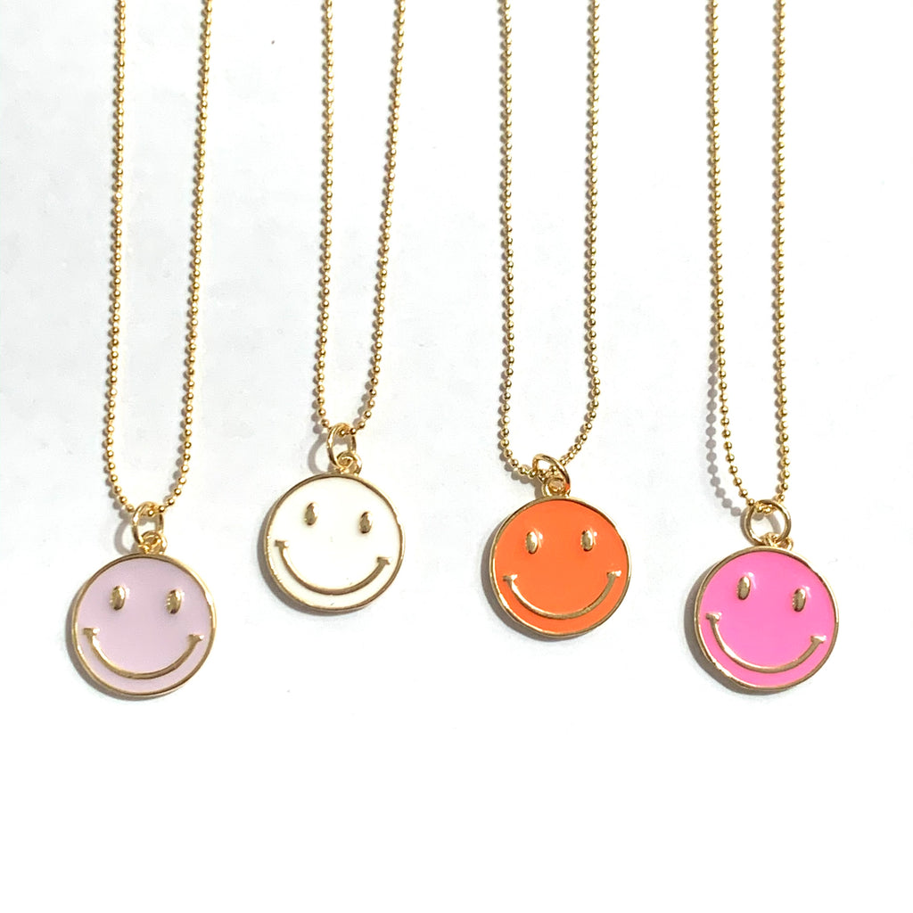 Caryn Lawn Happy Face Necklace- White