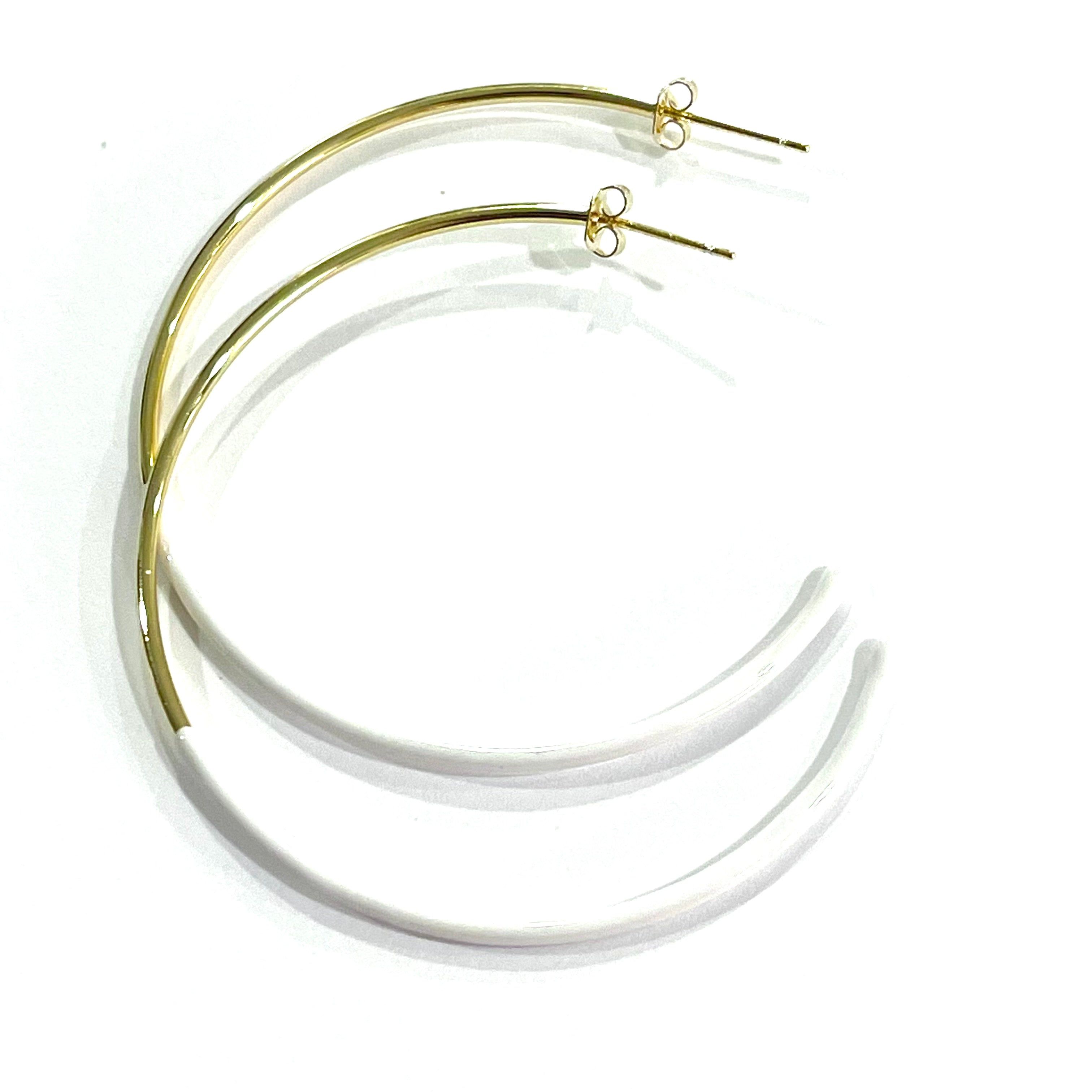 Caryn Lawn Duo Enamel Hoop Earring White